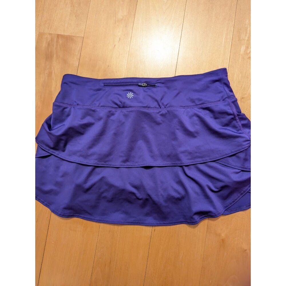 Athleta purple ruffle tier layer skirt skort Large Swagger Skirt - Picture 3 of 5